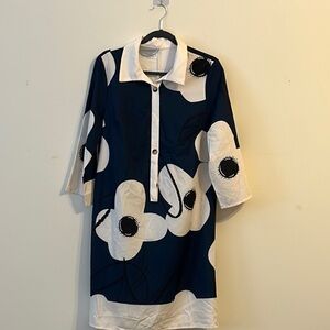 Floral Navy and White Dress